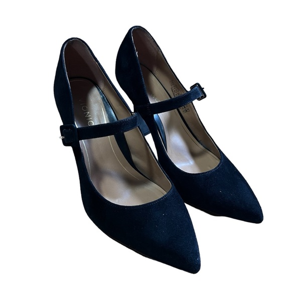 Vionic Collette Black Suede Mary Jane Pointed Toe Spool Heel Size 7.5 - Picture 3 of 6